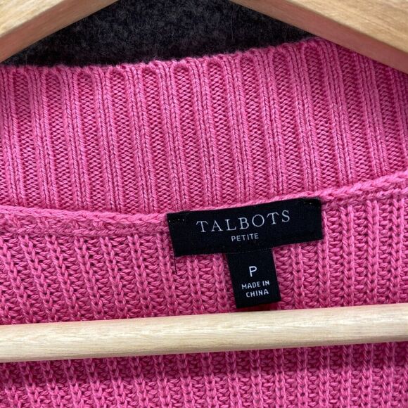 5/$45 Talbots Sweater Pullover Women PS Petite Pink Knit Long Sleeve Cotton - Picture 5 of 9
